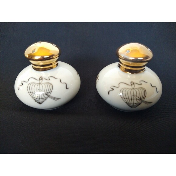Set of Vintage Ucagco Gilded Birdcages Salt Pepper Shakers Made in Japan small - Picture 3 of 12